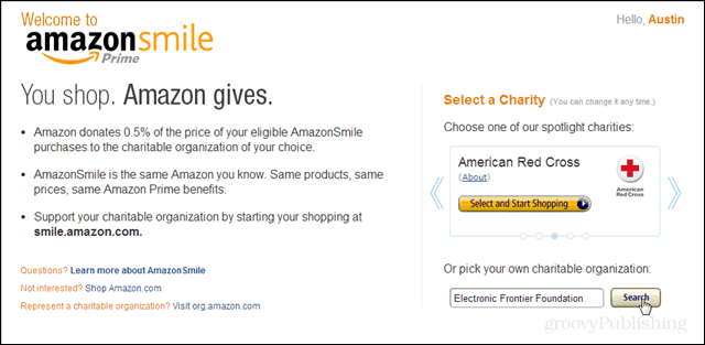 Dona alla tua organizzazione benefica preferita con Amazon Smile