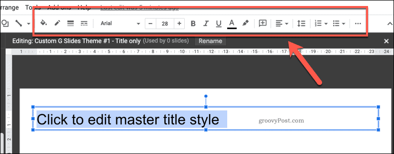 Opzioni per personalizzare una casella di testo del modello in Presentazioni Google