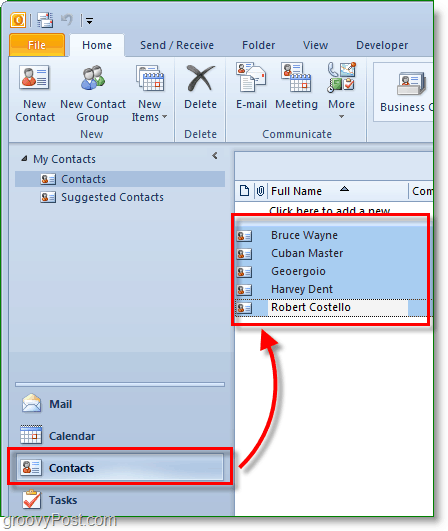 Contatti di Outlook 2010