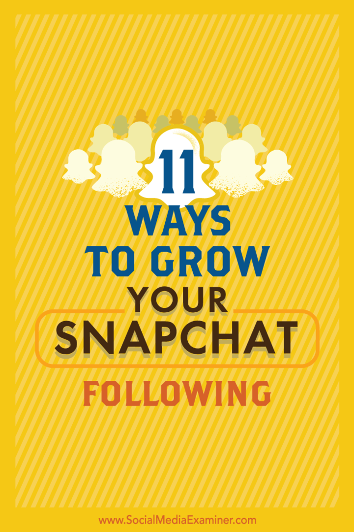 Suggerimenti su 11 semplici modi per far crescere il tuo pubblico Snapchat.