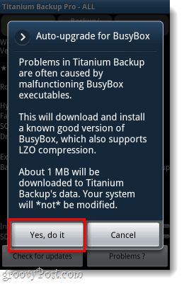 confermare il download di busybox