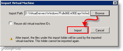 importare la macchina virtuale di evalluazione di Windows 7