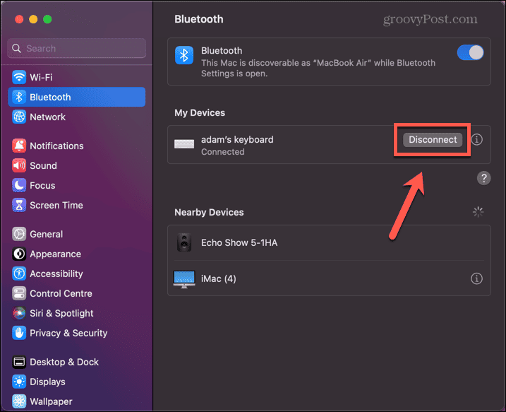mac disconnettere tastiera bluetooth