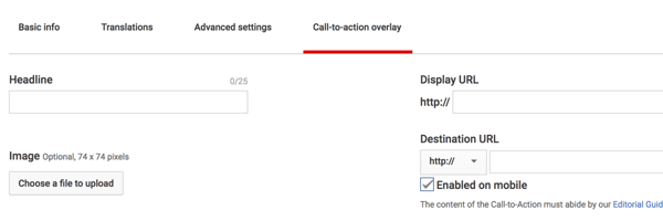 Come impostare una campagna di annunci YouTube, passaggio 41, opzione per impostare l'overlay di invito all'azione