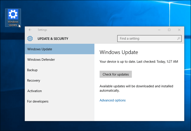 Collegamento di Windows Update