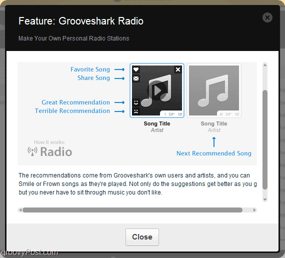 utilizzare il motore di raccomandazione Grooveshark tramite la radio Grooveshark