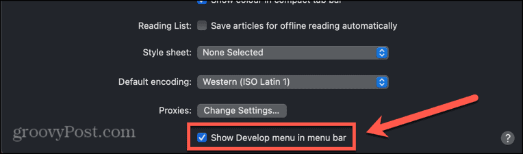 mac mostra il menu sviluppatore