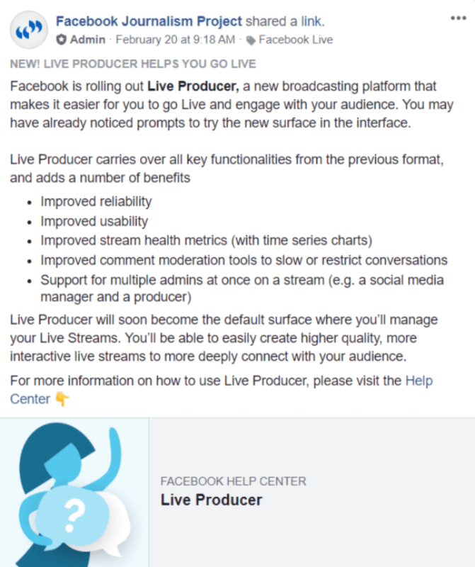 Facebook sta lanciando Live Producer e lo rende la superficie predefinita per gestire i live streaming.