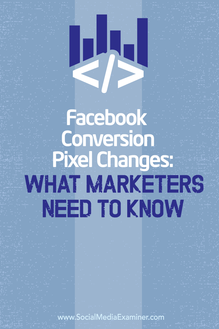 modifiche al pixel di conversione di Facebook
