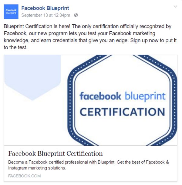 certificazione blueprint di facebook