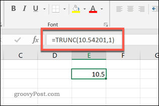 La funzione TRUNC in Excel con una cifra decimale