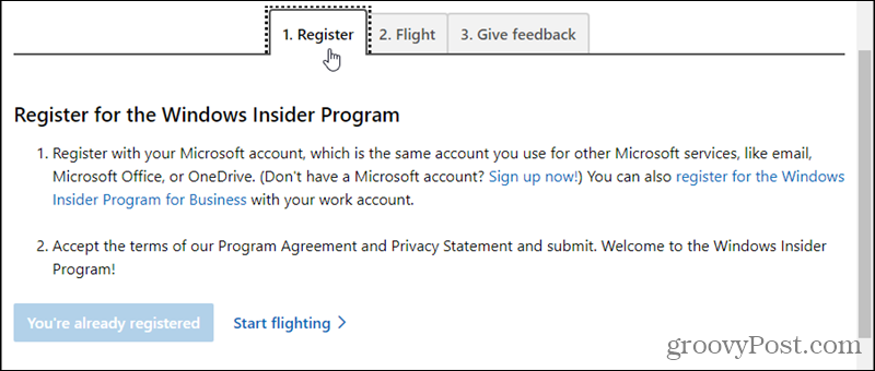 Registrati al programma Windows Insider