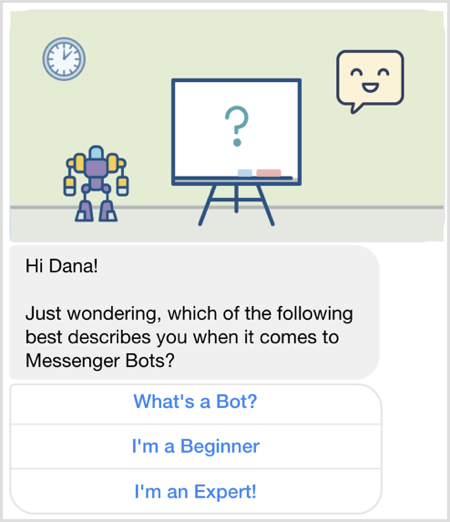Fai una domanda con il bot di Facebook Messenger.