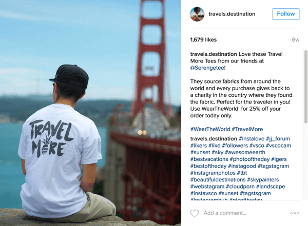 Travels Destination presenta i prodotti Serengetee e informa i follower della causa su Instagram.
