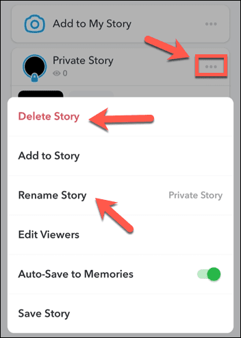 Modifica una storia privata su Snapchat