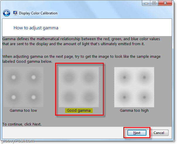 prova ad abbinare l'immagine gamma di esempio di Windows 7