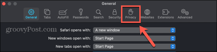 scheda privacy di mac safari