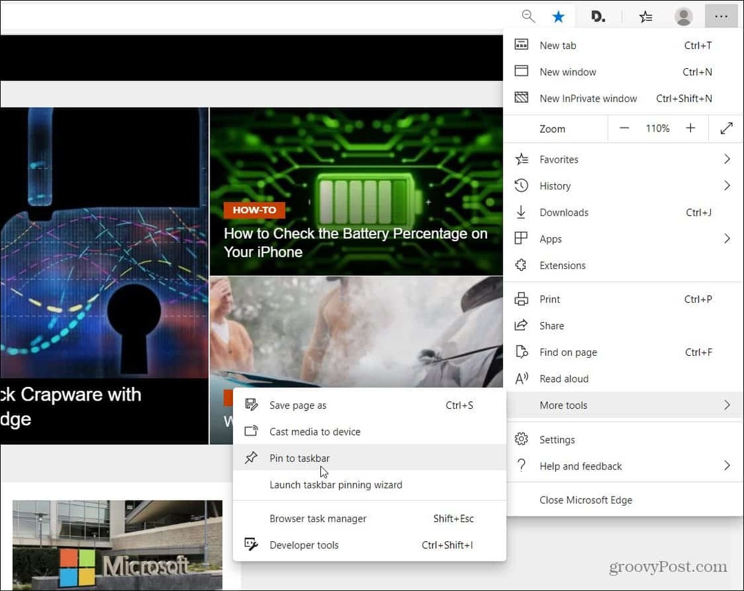 Aggiungi siti Web alla barra delle applicazioni di Windows da Microsoft Edge