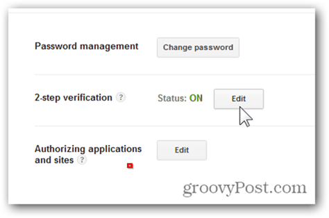 password google di una volta: fai clic su modifica