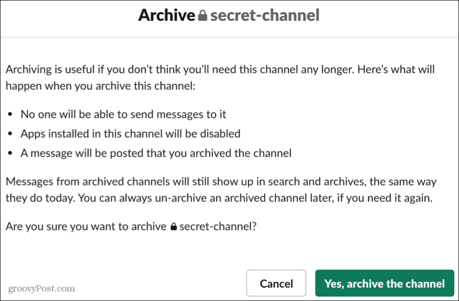 Archivia un canale