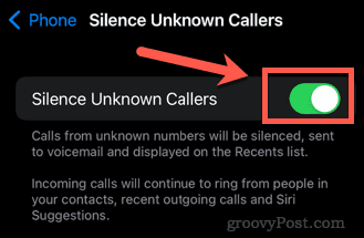 attiva silenzio chiamanti sconosciuti iphone