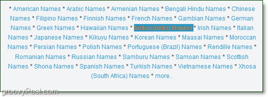 un elenco di nomi indiani da pronunciare
