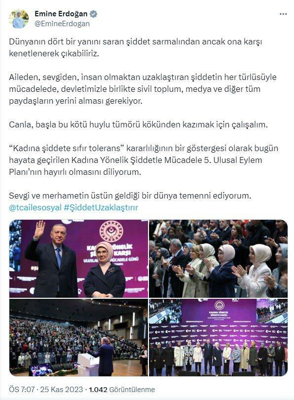 La First Lady Erdoğan condivide la Giornata contro la violenza contro le donne