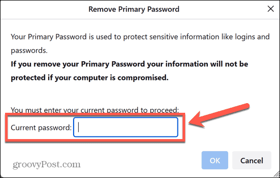 firefox conferma la password corrente