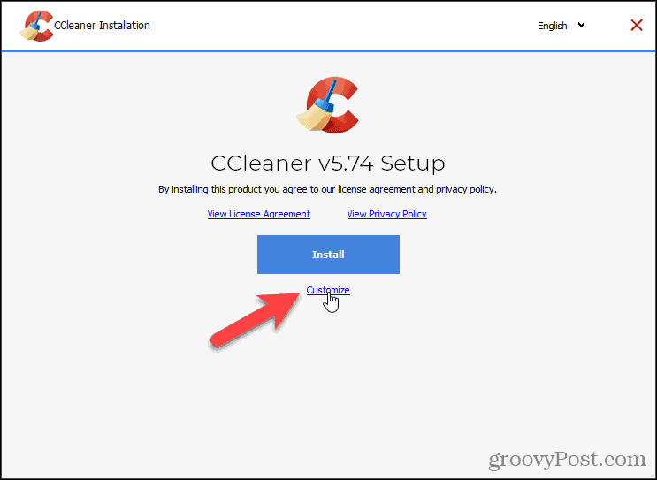 Personalizza l'installazione di CCleaner