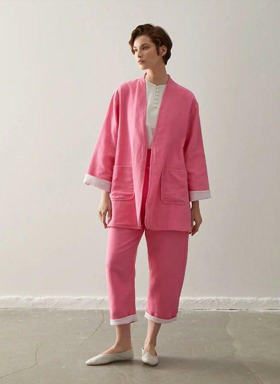 lcwaikiki abito pantalone kimono rosa