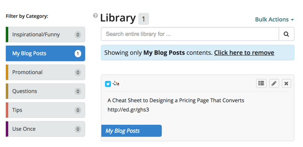 Fare clic sul filtro I miei post sul blog per vedere solo i post in quella categoria.