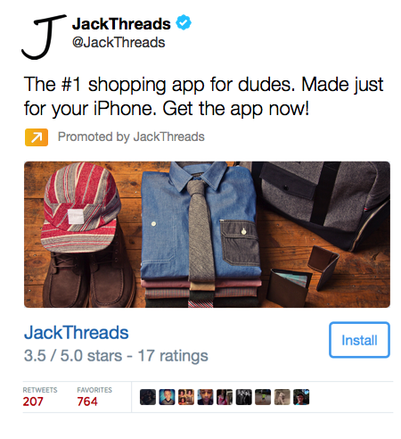 jack thread app installa scheda tweet