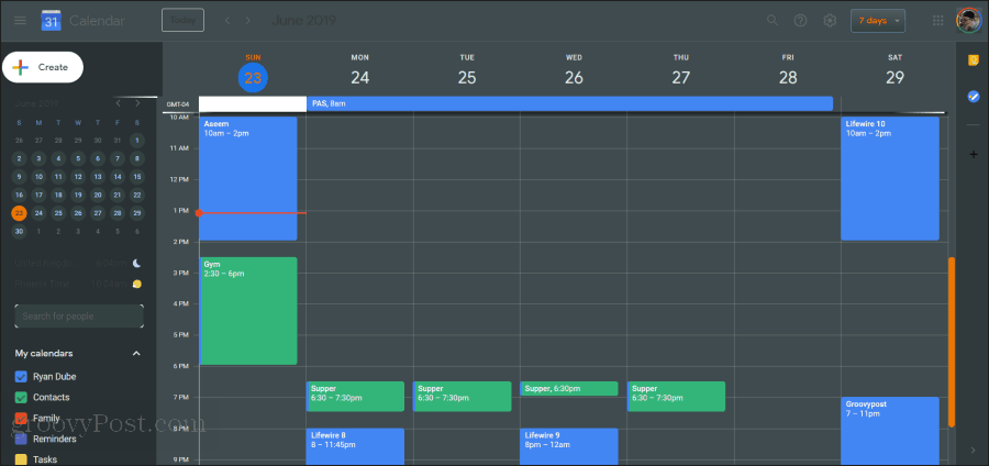 googlecalendar tema scuro