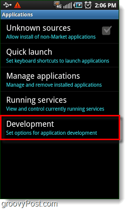 Impostazioni delle applicazioni di sviluppo Android