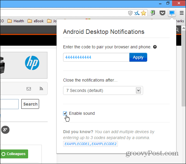 Notifica desktop Android
