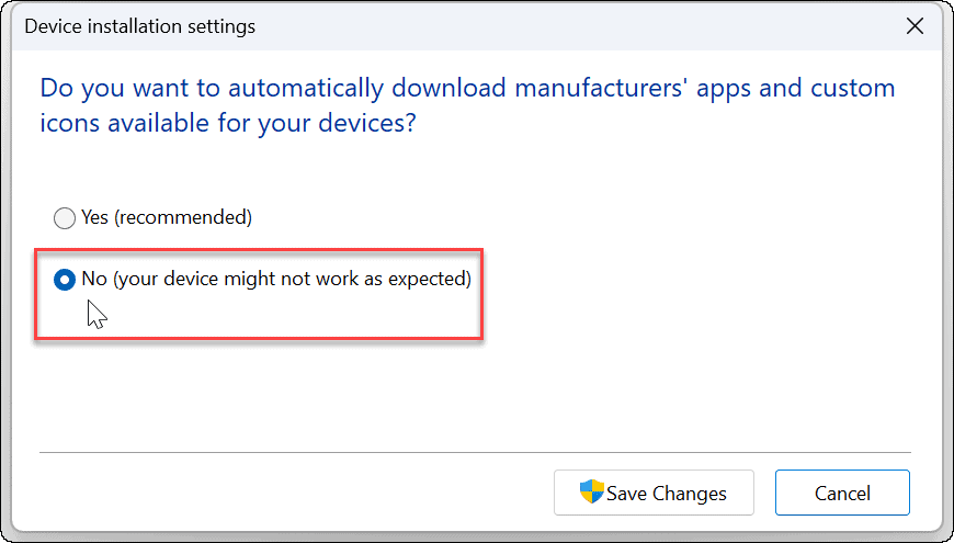 Disabilita l'installazione automatica del driver su Windows 11