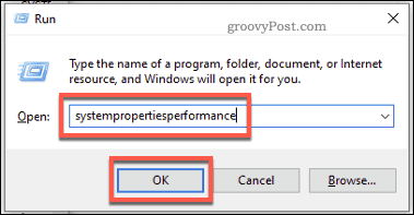 Windows Esegui Avvia il menu delle prestazioni del sistema