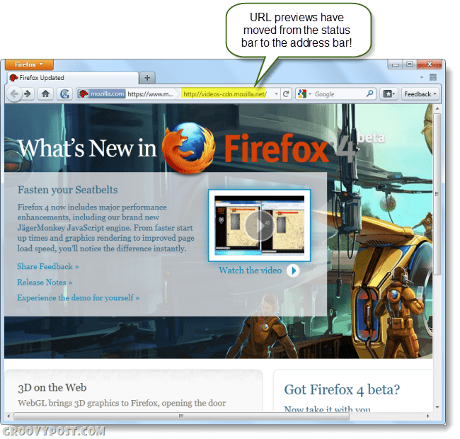 screenshot di firefox 4 beta