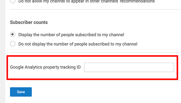 Google Analytics come collegare l'ID di monitoraggio della proprietà al canale YouTube, passaggio 2