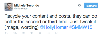 tweet dalla presentazione di holly homer smmw15