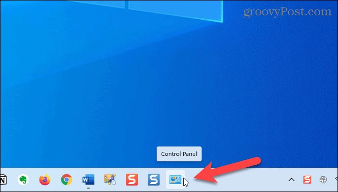 Pannello di controllo sulla barra delle applicazioni in Windows 11
