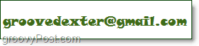 L'indirizzo e-mail di groovedexter visualizzato come immagine ad esempio