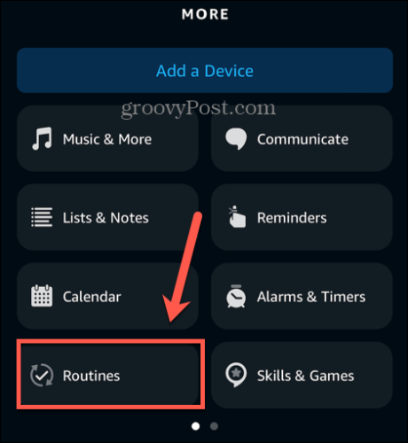 routine dell'app Alexa