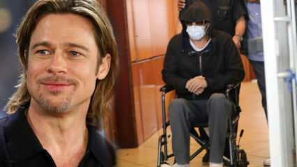 Foto di Brad Pitt su una sedia a rotelle spaventato!