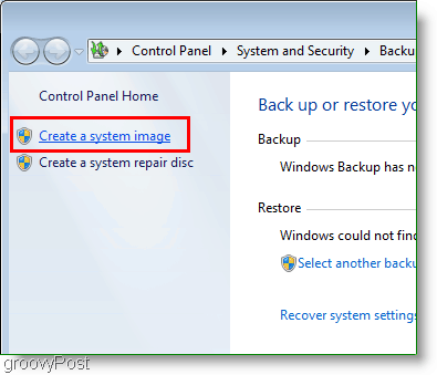 Windows 7: creare un collegamento immagine di sistema
