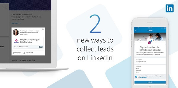 LinkedIn ha implementato due nuovi modi per raccogliere lead con i nuovi moduli per l'acquisizione di contatti di LinkedIn per i contenuti sponsorizzati.