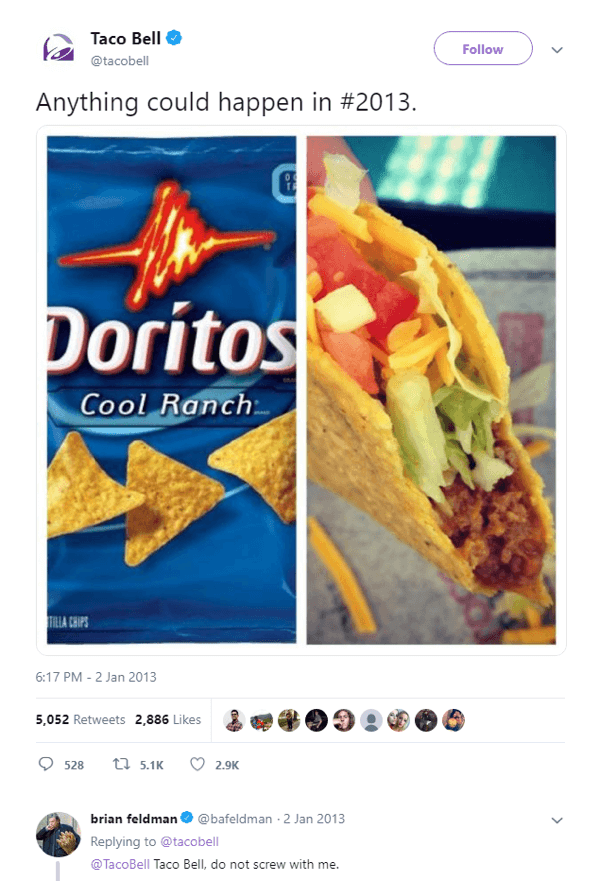 Il tweet originale del teaser per il Doritos Locos Taco.