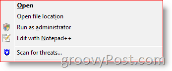 Aggiungi Esegui come utente diverso nel menu contestuale di Windows Explorer per Vista e Server 2008:: groovyPost.com