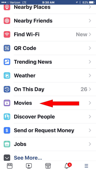 Facebook aggiunge una sezione dedicata ai film al menu di navigazione principale dell'app mobile.
