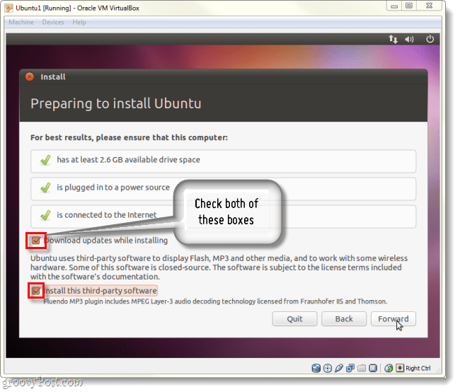 scarica gli aggiornamenti e installa software di terze parti sull'installazione di Ubuntu